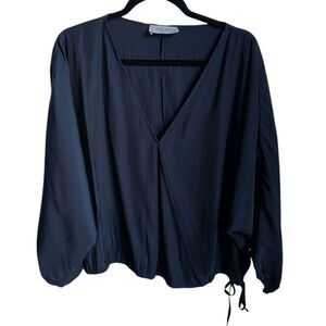 LOLA + SOPHIE‎ SIZE XL NAVY BLUE WRAP BLOUSE V-neck